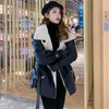 Women's Leather Lamb Wool Coat Winter 2023 Korean Edition With Cashmere And Thickened Medium Length PU Fur Integrated Bikewear