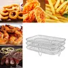 Ferramentas de cozimento Racks para fritadeira de ar de 3 camadas Rack de vapor empilhável de aço inoxidável Anti-ferrugem Fácil de limpar com almofada de silicone Acessórios de cozinha