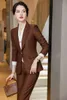Kvinnors tvåbitar byxor Kvinnor Business Suits Formella enhetliga stilar Pantsuits Autumn Winter High Quality Fabric Ladies Office Blazers