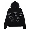 Rhude 브랜드 디자인 남성 후드 가을 가을 겨울 스타일 긴 소매 패션 남성 스웨트 셔츠 미국 크기 S-XL