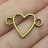 Charms 40pcs Heart Link Connector 16x24mm Antique Bronze Silver Color Pendants Making DIY Handmade Jewelry