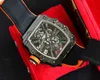 RichasMiers Watch Ys Top Clone Factory Watch Carbon Fiber Automatic Watch Barrel RM12-01 Hollow out Flywheel Carbon Moisture aywGG99N2P2