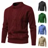 Men's Sweaters 2023 Winter Knitted Sweater Solid Jacquard Casual Warmth Pullover High Quality Thick Round Neck