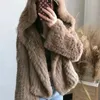 Manteau en fourrure véritable épais pour femme, veste chaude naturelle, ample, tricoté, qualité de luxe, à capuche, manches longues, automne hiver