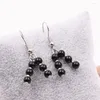 Collier boucles d'oreilles ensemble Grace perles bijoux pour femmes breloques 4mm rond cuisson peinture verre noir laque déclaration chaîne ensembles A598