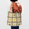 Shoppingväskor kawaii petunia mönster orla kiely tygväska återvinning duk livsmedelsbutik axel shopper pografi handväskor