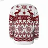 Damestruien Dames herfst/winter O-hals bedrukte trui Sneeuwvlok Kersttop Kersttrui Gebreide top ShirtL231107