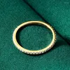 حلقات الكتلة Iogou 10K الذهب الصلب نصف الخلود الفرقة الأصلية 1.2 مم د خاتم زواج رفيع مويسانيت للنساء المجوهرات القابلة للتكديس