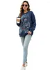 Женские толстовки Khalee Yose с цветочной вышивкой, пуловер, толстовка в стиле бохо, хлопок, синяя осень, Harajuku, винтажная уличная одежда, женская верхняя одежда 23XXL