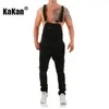 Herrenjeans Kakan European and American Suspender Blue Black Torn Color Matching Jumpsuit Long K34 992 231107