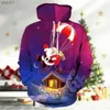 Men's Hoodies Sweatshirts New Christmas Hooded For Men 3d Santa Claus Print Hoodies Autumn Winter Long Sle Sweatshirt Casual Top Oversized Men ClothingL231107