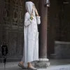 Abbigliamento etnico Eid Donne musulmane Cappotto lungo con cappuccio Cappotto Abito allentato cinese Ramadan Abaya Caftano Caftano Abiti eleganti Partito 2023