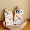 Étuis de téléphone mignons pour iPhone 14 Pro Max Cartoon Cookies Bear Case avec Bubble Tea 3D Case Silicone Souple Antichoc Cover Femmes Filles