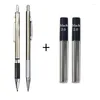 Metal Body 2.0 Pencil For Painting Writing Stainless Steel Pen Low Center Of Gravity Retractable Lead Color Black Refill