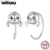 Stud Wostu Real 925 Sterling Silver Cute Sloth Animal Stud Earrings For Women Playful Girl Ear Clips Födelsedagsmycken Present Pendientes YQ231107