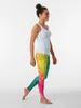 Активные брюки с абстрактными цветными волнами, леггинсы со вспышкой, брюки для йоги, женские капри, спортивные женские брюки