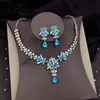 Other Jewelry Sets Luxury Light Blue Crystal Bridal for Women Tiara Earring Necklace Wedding Dress Prom Bride Crown Dubai 230407