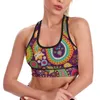 Yoga outfit hippie bohemian u hals sport bh blommor mandala support strand raceback crop bras pilates sexig topp för lady
