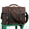 Briefcases Vintage Crazy Horse Genuine Leather Men Business Bag Large Male 15 6"Laptop Case Shoulder office 230407