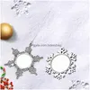 Party Favor Sublimation Christmas Ornaments Metal Creative Blank Diy Ornament Snowflake Pendant Drop Delivery 2 Dhtyh