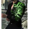 Heren Fashion Shirt Man T Shirts Button Up Dress Chemise Homme Blouse lange mouw print slanke top