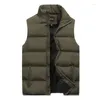 Gilet da uomo Autunno Inverno Caldo Giacca senza maniche Gilet di cotone Casual Cerniera senza cappuccio Cappotto corto da uomo