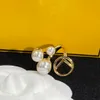 Brand 2023 New Style Round Pearl for Women Gold Plated Vintage Rings Engagement Rings