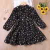 Flickans klänningar Intressant Bear Girl Dress Autumn Long Sleeve Flower Princess Dress Children's Clothing Butterfly Tie Children's Dress 2-6y 230407