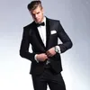 Ternos masculinos preto formal para casamento xale lapela único botão blazer negócios fino ajuste noivo smoking 2 pçs (jaqueta calças)