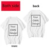 Mens Tshirts Ваш собственный дизайн для двух боковой и картинной футболки Мужчины Женщины DIY Хлопковая футболка повседневная индивидуальная 230406