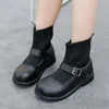 Boots Girls Winter Autumn Spring Fashion Vintage Children Warm Wide Plush Pu Leather Mesh Toddler Kids Princess Shoes Girl