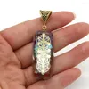 Pendant Necklaces 1pcs Natural Stone Rectangle Shape Resin And Crushed Charm For Jewelry Making DIY Necklace Earrings Accessories