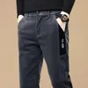 Men's Pants Autumn Winter Corduroy Business Fashion Elastic Regular Fit Thick Stretch Black Khaki Grey Casual Trousers Male