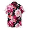 Chemises décontractées pour hommes 10 couleurs Rose imprimé chemise pour hommes hawaïen Harajuku plage été 3D hauts chemisier de mode Streetwear 3XL