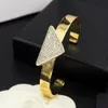 2023 Modemerk Pd Klassieke Driehoek Diamant Open Paar Gouden Designer Prad Armband Sieraden Louiselies Vittonlies Armband