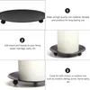 Candle Holders 3 Pcs Iron Candlestick Round Black Dining Table Wedding Centerpiece Tray Creative Bracket Metal