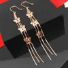 Dangle Earrings 585 Purple Gold Plated 14K Rose Soft Chain Tassel Butterfly For Women Classic Long Light Luxury Wedding Jewelry