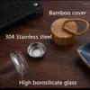 Water Bottles 380ml 450ml High Quality Glass Bamboo Lid With Rope Drink Bottled For Beverages Outdoor Brief Portable Tea Bottle