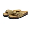 Slippers Flat Cork Single-buckle Sandals For Men And Women Casual Beach Non-slip Outside Nubuck Leather Slip On Slides Shoes