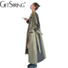 Женские тренчи, женское пальто 2023, осень, женская ветровка в тон, однобортное, на шнуровке, свободное, повседневное, длинное пальто