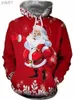 Moletom Com Capuz Masculino 2024 Árvore de Natal Xmas Santa Snowman Claus Hoodie Homens Outono Inverno Impressão 3D Pulôver Moletom Plus Size Streetwear RoupasL231107