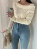 Women's Sweaters Alien Kitty Slim-Fit Full Sleeve Women Slash Neck Sexy Chic Solid Knitted Winter Pullovers Office Lady Bottom