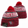 Men Knitted Cuffed Pom San Francisco Beani2s SF 49 Bobble Hats Sport Knit Hat Striped Sideline Wool Warm Baseball Beanies Cap for Women A14