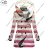 Women's Trench Coats 3D Printed Retro Tattoo Hooded Fleece Jacket Warm Winter Casual Gift Series F-12