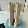 أحذية غير رسمية أعلى جودة النساء rennylon boots الأسود على ركبة حذاء الجلود القتالية White Cowboy Chelsea Boot Ada 2023