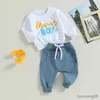 Ensembles de vêtements Morceau bébé garçon tenues enfants vêtements ensemble lettre imprimer sweat-shirt à manches longues pantalon survêtement pour enfant en bas âge vêtements d'automne R231107