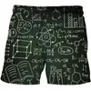 Men's Shorts Abstract Mathematical Formula Pattern Beach 3D Boardshorts Men/Women Short Pants Streetwear Men Clothing