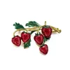 Enamel Strawberry Brooches Fruit cute flower strawberry girl brooch enamel silk scarf buckle clothing DIY Hat Bag Accessories GC2021