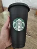 Sirène déesse 24oz/710ml tasses en plastique gobelet réutilisable clair boire fond plat pilier forme couvercle paille tasses tasse