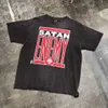 デザイナーファッションTシャツセントマイケルレタープリントビンテージ洗浄古いハイストリートルーズショートスリーブTシャツメンズサマー